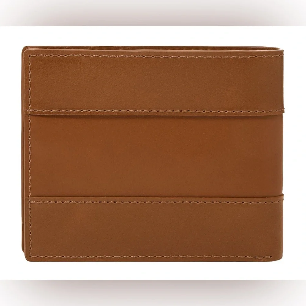 🆕 FOSSIL Everett Bifold Wallet Flip ID Saddle